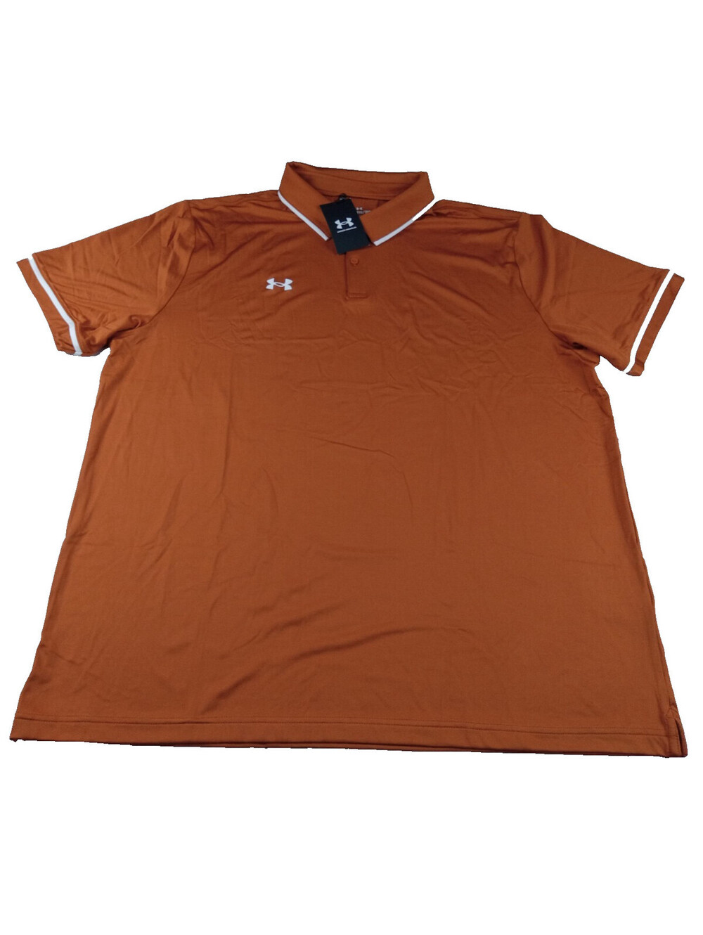 Under Armour Team Tipped Polo Shirt Mens 3XL Orange White Collar Loose Fit 3X